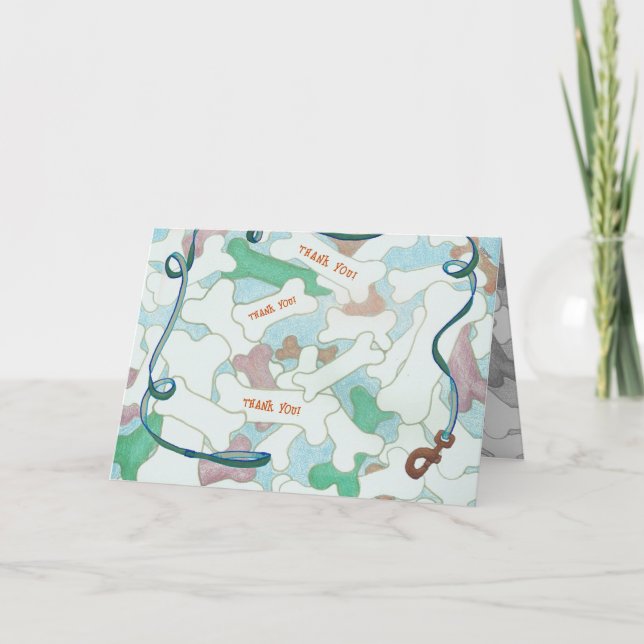 Dog Walker Pet Sitter Thank You Bones Illustrated Card (Front)