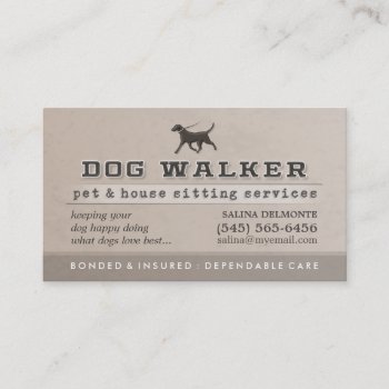 Dog Walker & Pet Sitting Brown Business Card by juliea2010 at Zazzle
