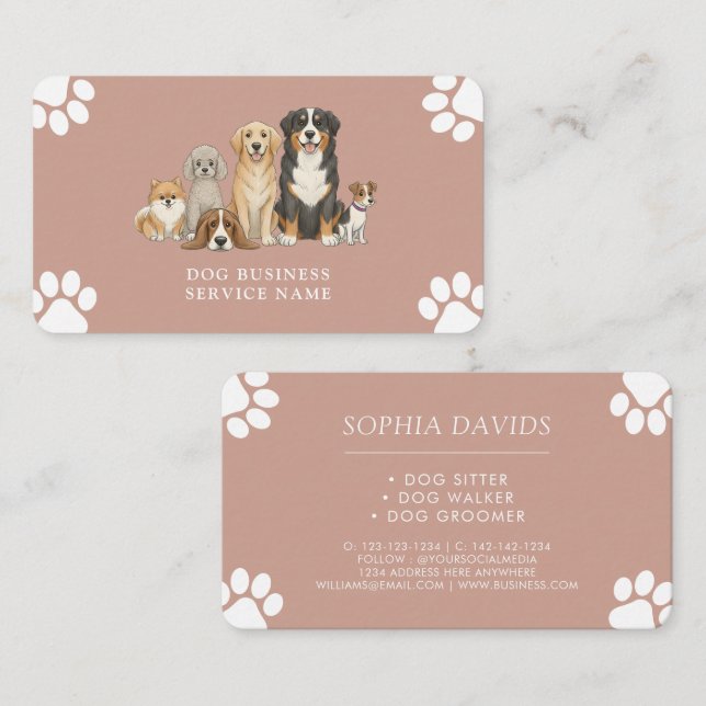 Dog Walker Pet Sitting Business  Card (Front/Back)