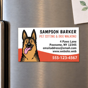 Dog Walker Pet Sitting German Shepherd Animal Care Business Card Magnet