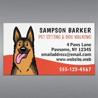 Dog Walker Pet Sitting German Shepherd Animal Care Business Card Magnet