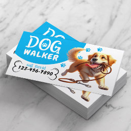 Dog Walker Pet Sitting Happy Dog Biting Its Leash Business Card