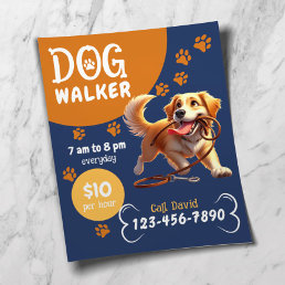 Dog Walker Pet Sitting Happy Dog Navy Blue Flyer