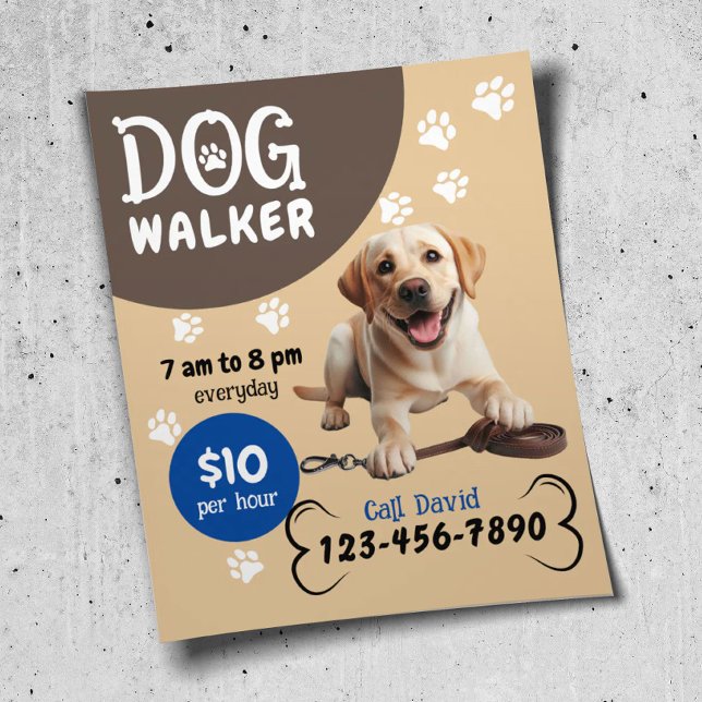 Dog Walker Pet Sitting Happy Labrador Retrieve Dog Flyer (Creator Uploaded)