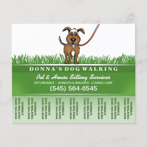 Dog Walker  Pet Sitting Tear Off Flyer 56 x 45