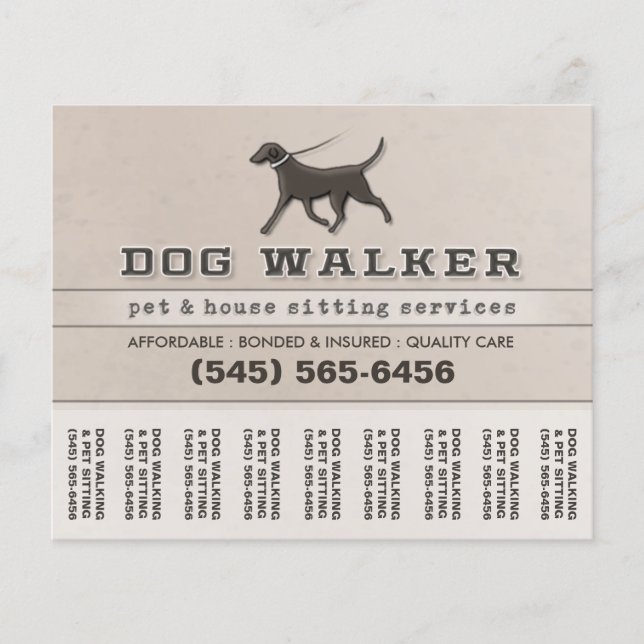 Dog Walker & Pet Sitting Tear Off Flyer 5.6 x 4.5 (Front)