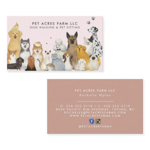 Dog Walker Pet Sitting Watercolor Business Card