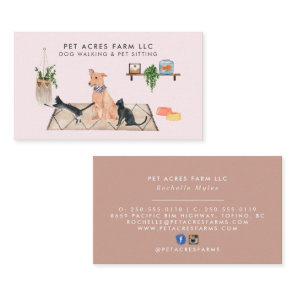 Dog Walker Pet Sitting Watercolor Business Card