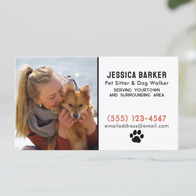 Dog Walker Pet Sitting Your Pet Lover Photo Business Card (Creator Uploaded)