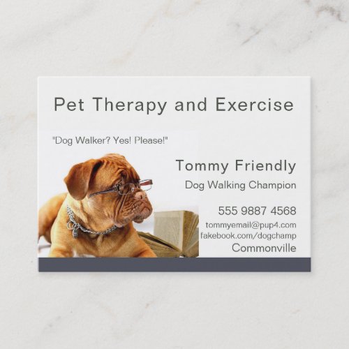 Dog Walker Pet Therapy Photo Template Business Card