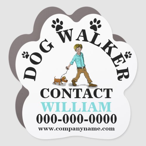 Dog walker pet walking animal caretaker DIY aqua Car Magnet