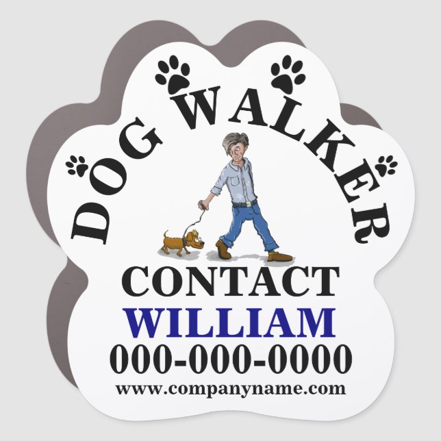 Dog walker pet walking animal caretaker DIY paws Car Magnet (Front)