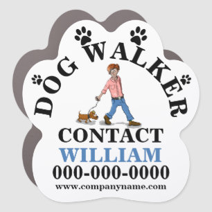 Dog walker pet walking animal caretaker DIY red Car Magnet