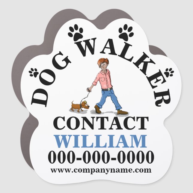 Dog walker pet walking animal caretaker DIY red Car Magnet (Front)