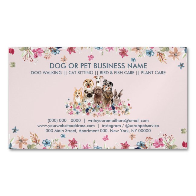 Dog Walker Petsitter pet care petshop boutique vet Business Card Magnet