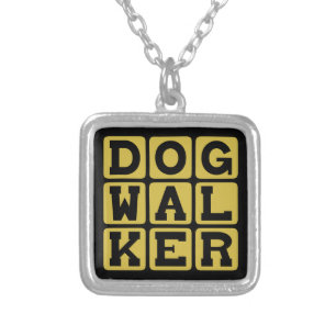 Dog Walker, Petsitting Profession Silver Plated Necklace