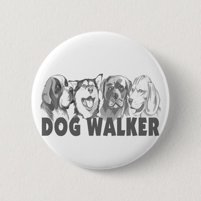 Dog Walker Pinback Button (Front)