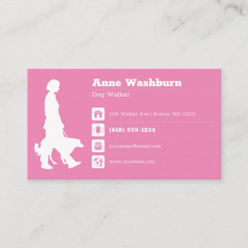 Dog Walker  Pink Business Card