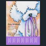 Dog Walker Poodle Purple Personalized Tear Sheet<br><div class="desc">Promote your dog walking business with these full color tear sheet flyers that you personalize with your own info. Harness the popularity of original artwork by Andie, Off-Leash Art™ illustrator, to work for your business to draw in new clients. Features original white Poodle painting. Find also coordinating business cards in...</div>
