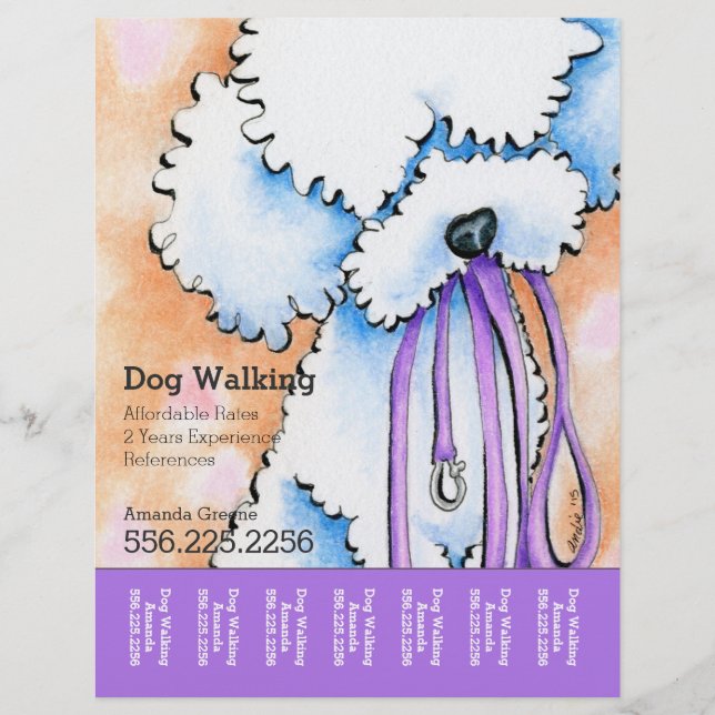 Dog Walker Poodle Purple Personalized Tear Sheet (Front)