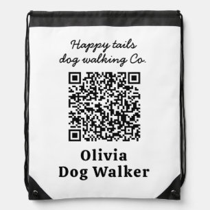 Dog Walker QR code business branding Drawstring Ba Bag