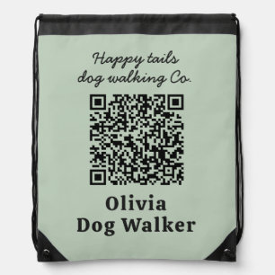 Dog Walker QR code business branding Drawstring Ba Bag