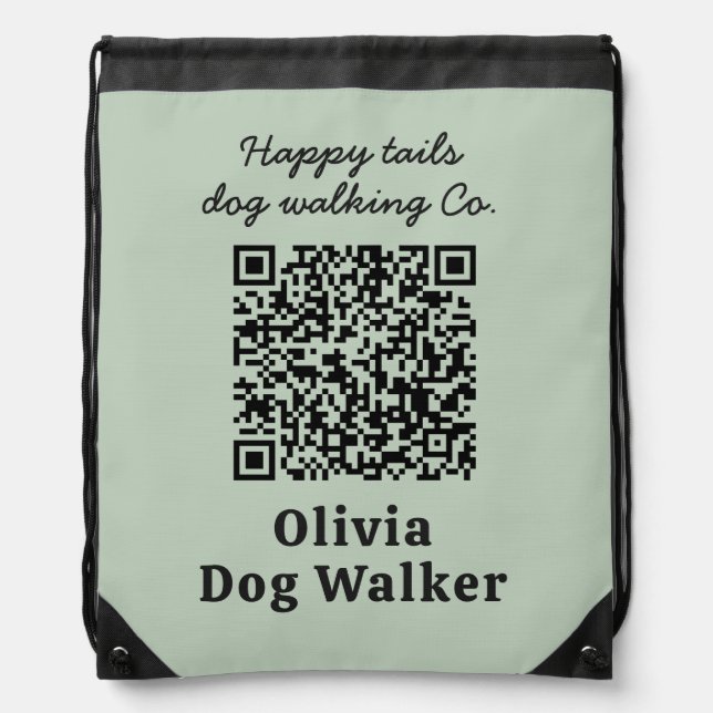 Dog Walker QR code business branding Drawstring Ba Bag (Front)
