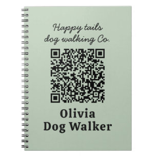 Dog Walker QR code business branding Drawstring Ba Notebook
