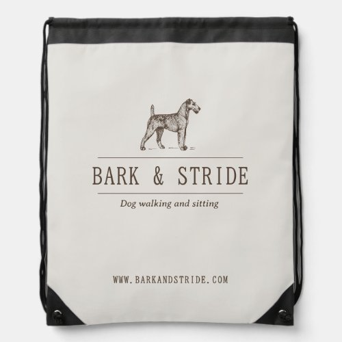 Dog Walker QR code business branding Drawstring Bag