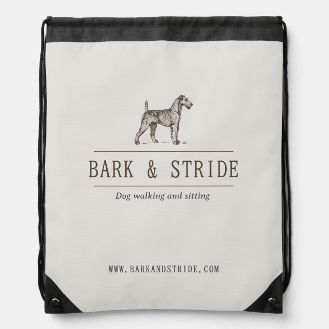 Dog Walker QR code business branding Drawstring Bag (Front)