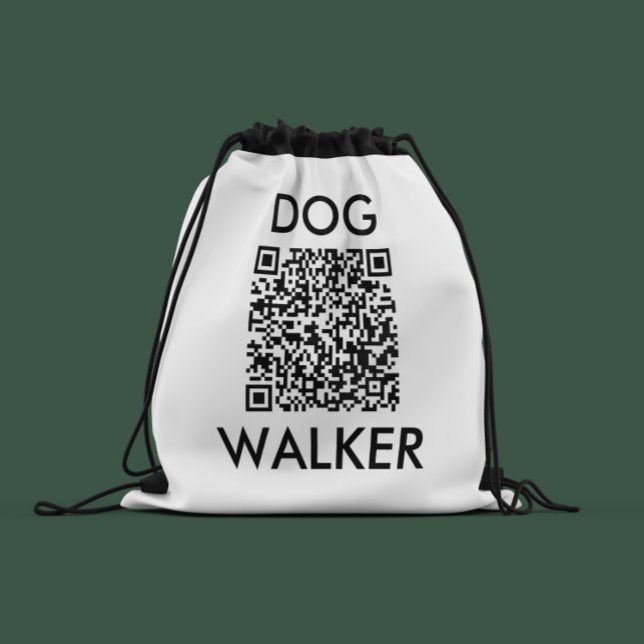 Dog Walker QR code business branding Drawstring Bag (Creator Uploaded)