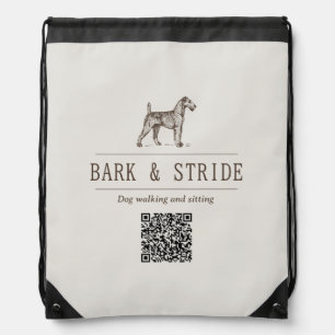 Dog Walker QR code business branding Drawstring Bag