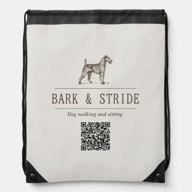 Dog Walker QR code business branding Drawstring Bag (Front)
