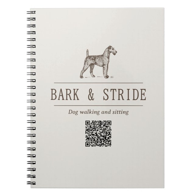 Dog Walker QR code business branding Drawstring Notebook (Front)