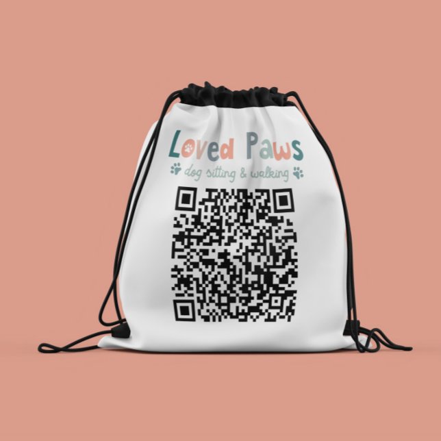 Dog Walker QR code business branding your logo Drawstring Bag (Creator Uploaded)