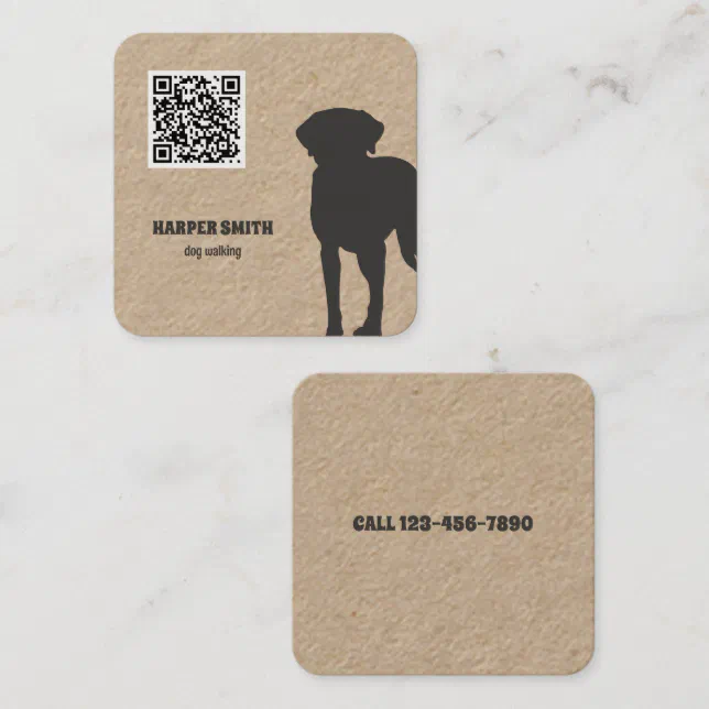 Dog Walker QR Code Square Business Card Zazzle