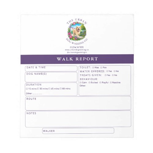 Dog Walker Report Notepad - Labrador