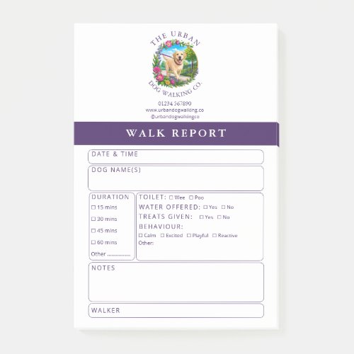 Dog Walker Report Notes - Labrador