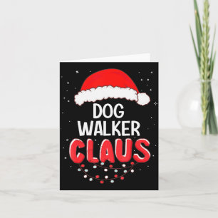 Dog Walker Santa Claus Christmas Matching Costume Card