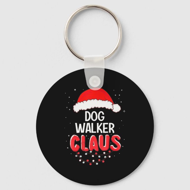 Dog Walker Santa Claus Christmas Matching Costume  Keychain (Front)