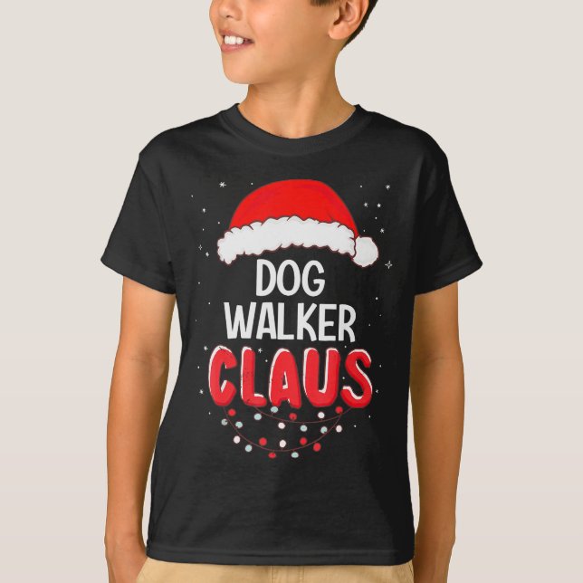 Dog Walker Santa Claus Christmas Matching Costume  T-Shirt (Front)