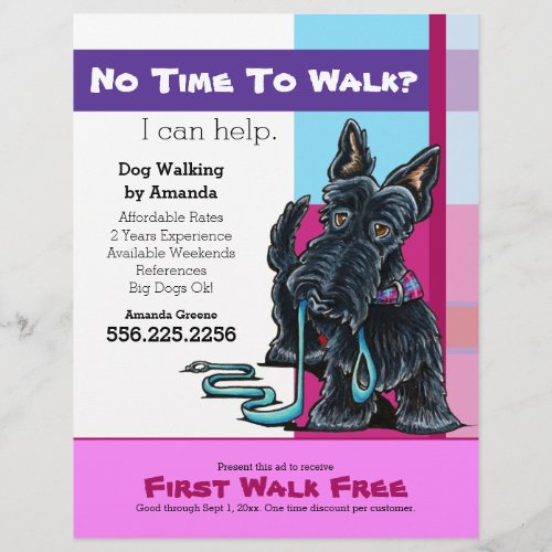 Dog Walker Scottie Plaid Discount Coupon Ad Flyer