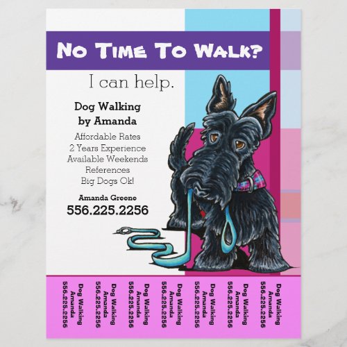 Dog Walker Scottie Plaid Personalized Tear Sheet