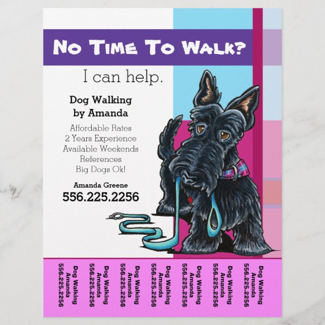 Dog Walker Scottie Plaid Personalized Tear Sheet (Front)