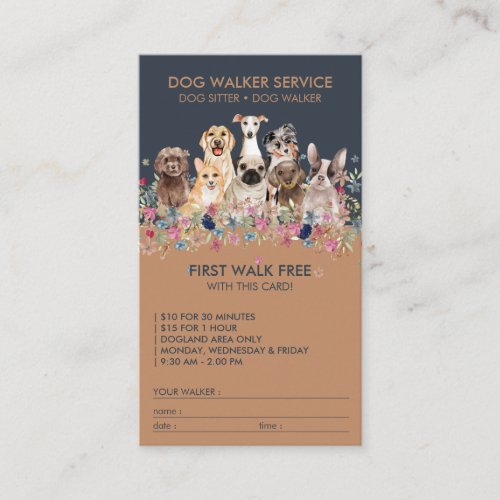 Dog Walker Service Free gift Business Card