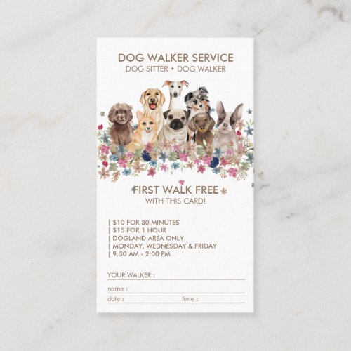 Dog Walker Service Free gift name Business Card