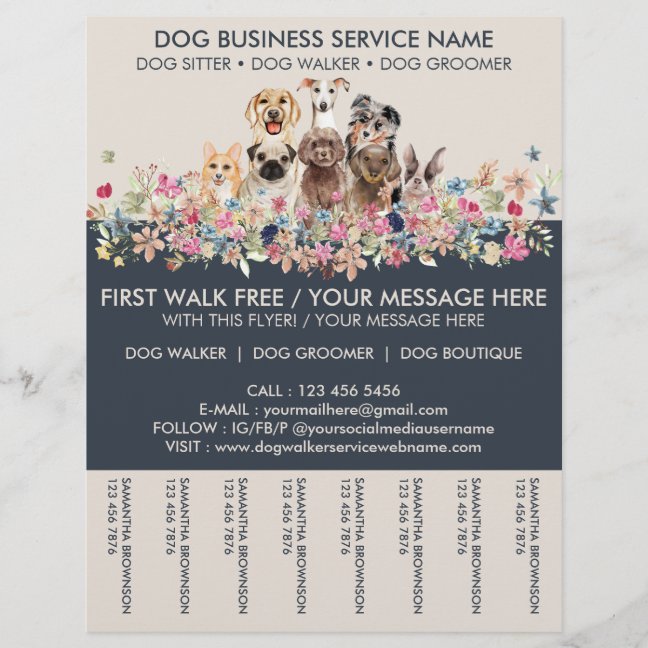 Dog Walker Service Ivory Navy Flyer