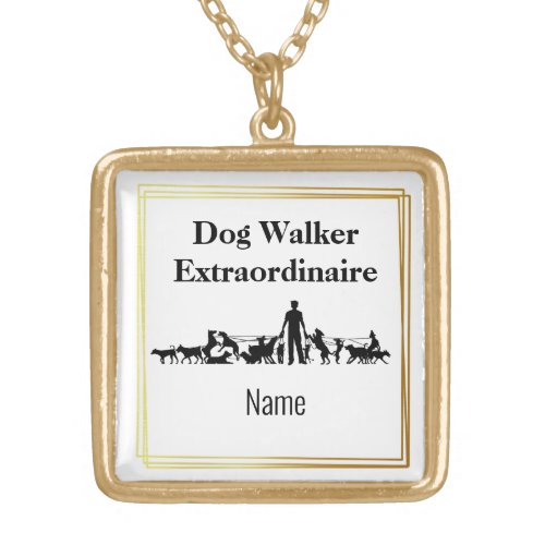 Dog Walker Silhouette Necklace  Personalize Name