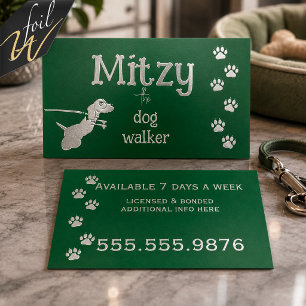Dog Walker Silver Foil Business Cards