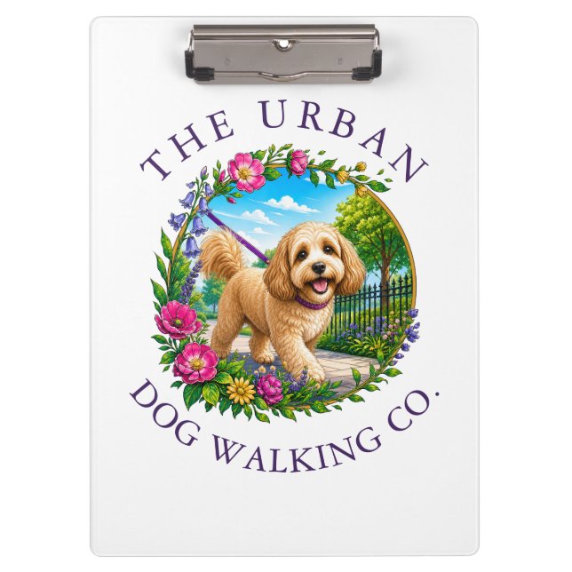 Dog Walker Trainer Cockapoo Logo Clipboard (Front)